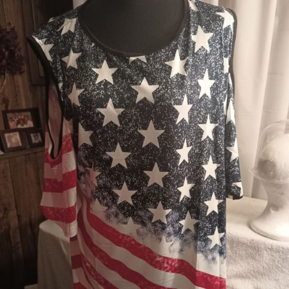 SUMMER CLEARANCE SALE -- RED WHITE BLUE BLOUSE FOR HOLIDAYS AND OTHER EVENTS